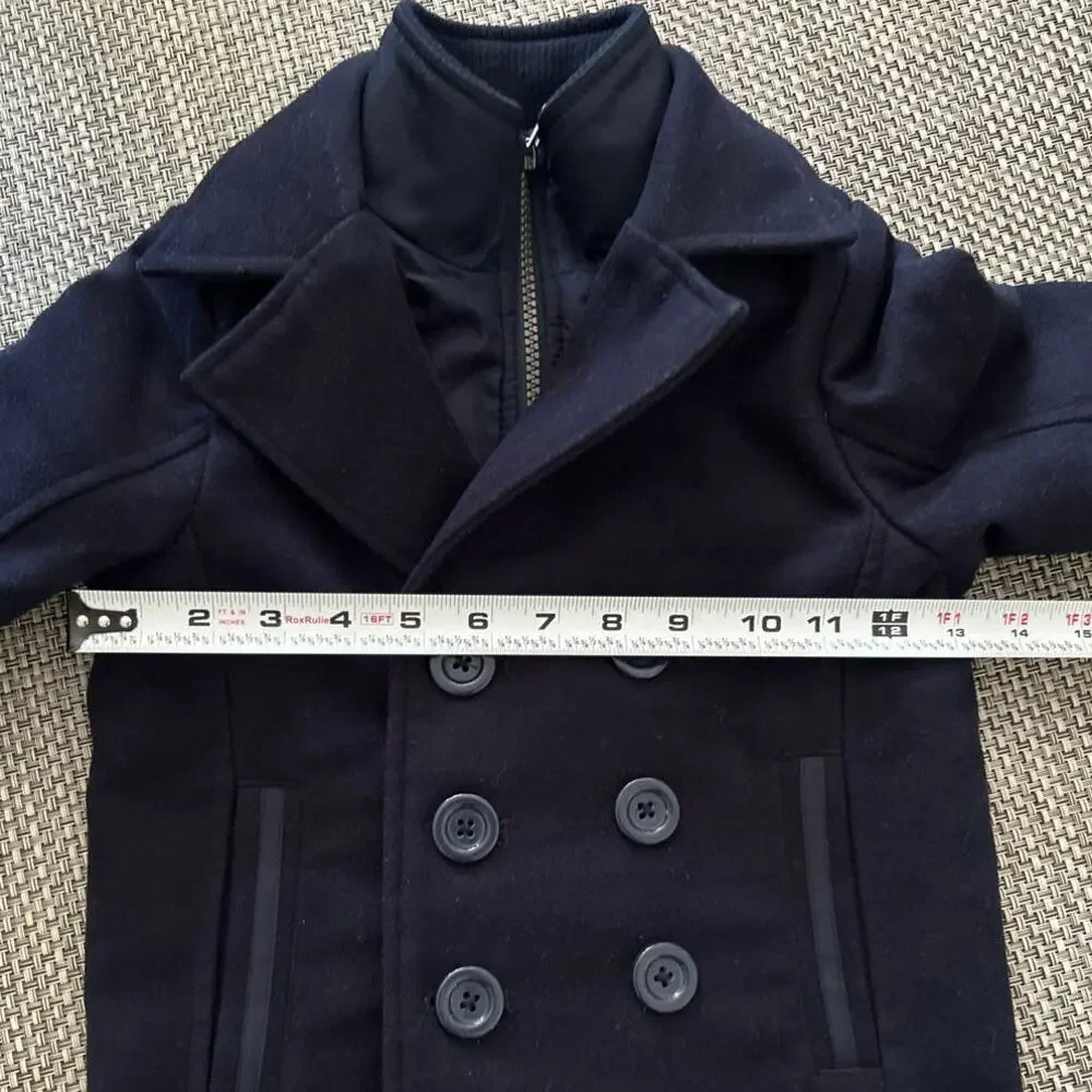 LONDON FOG Kids Unisex Navy Blue Classic Double-Breasted Fully Lined Peacoat 4T